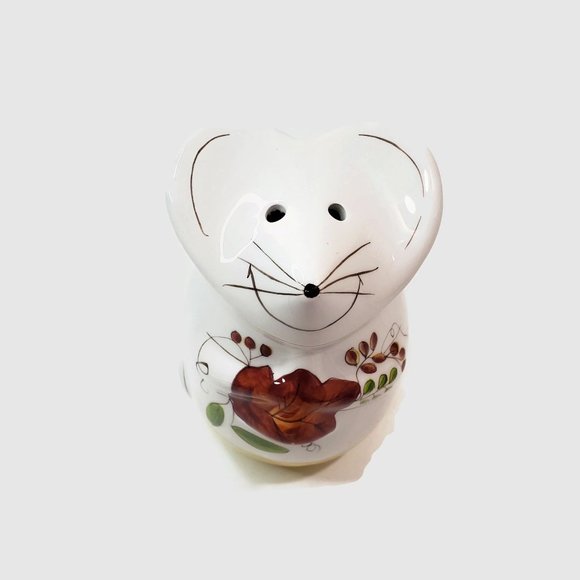 Laurie Gates Ware Mouse with Leaves Sugar Cheese Shaker Ceramic Hand Painted - Picture 2 of 4